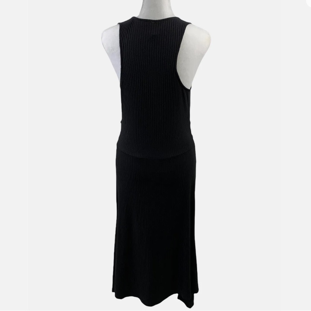 Anthropologie size S black high neck ribbed elastic stretch dress - Picture 3 of 8
